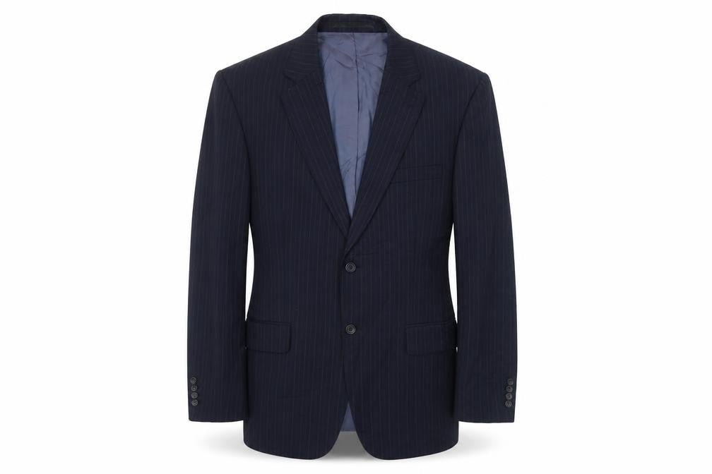 Front view of Brook Taverner Men's Blue Striped Blazer, 40 Regular