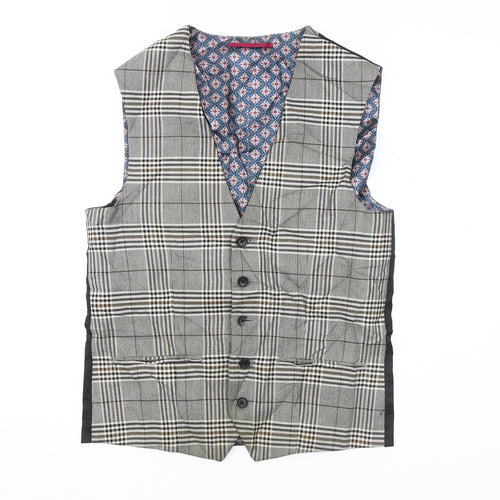 Next Men's Multicoloured 36R Waistcoat, Plaid Design