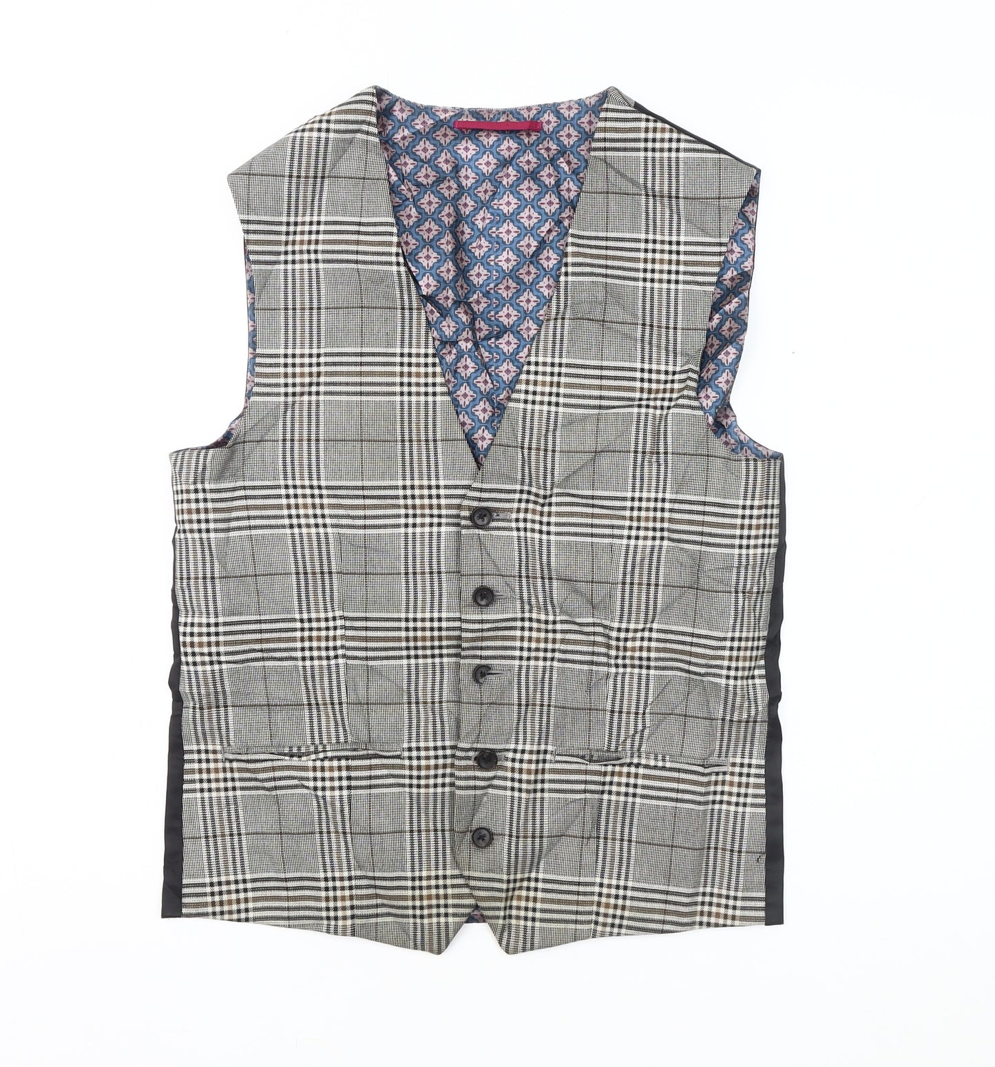 Next Men's Multicoloured 36R Waistcoat, Plaid Design