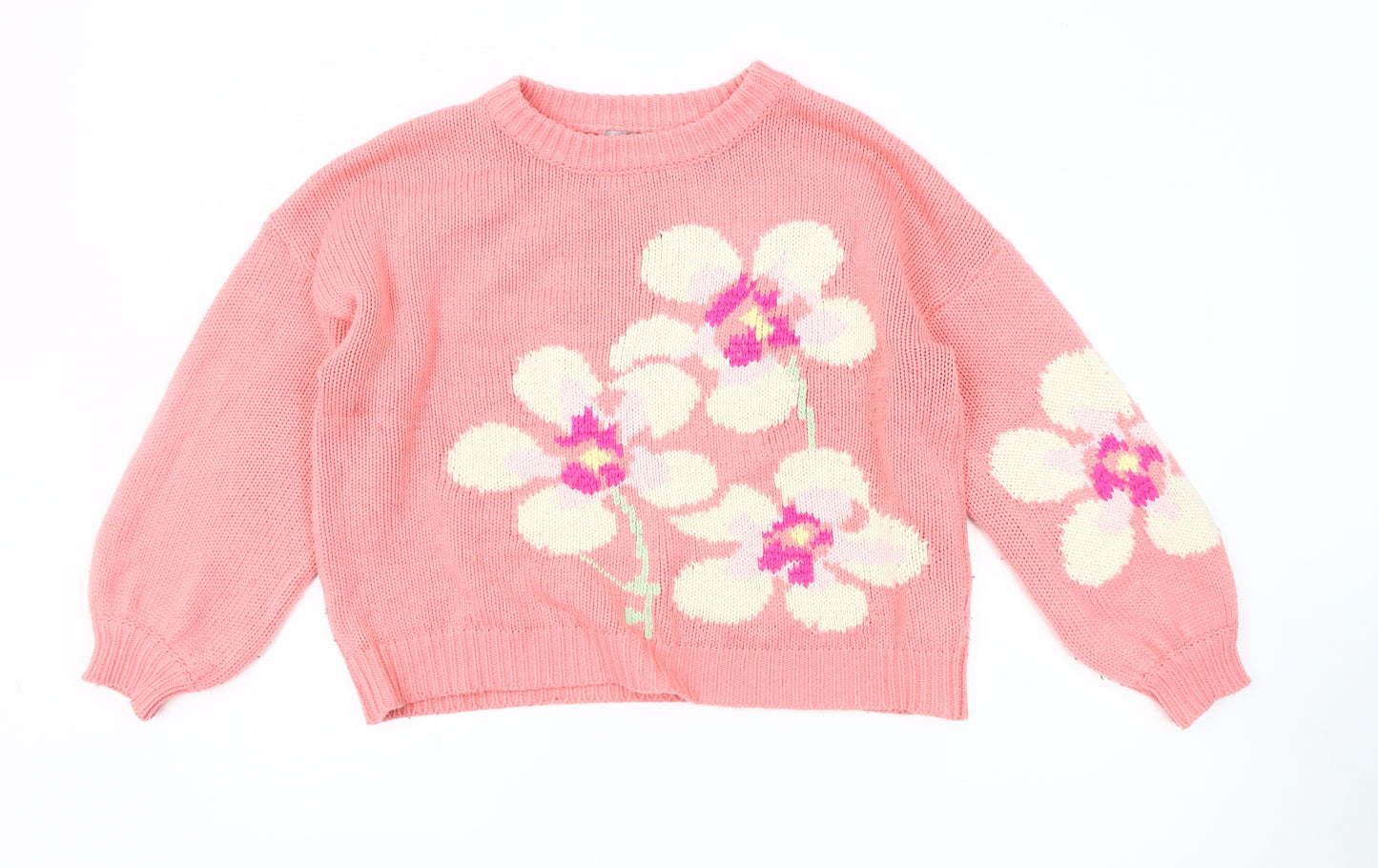 Oliver Bonas Pink Floral Women's Pullover Jumper Sz 12