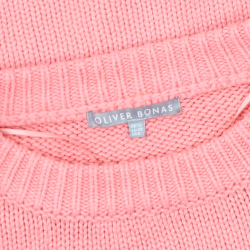 Oliver Bonas Pink Floral Women's Pullover Jumper Sz 12