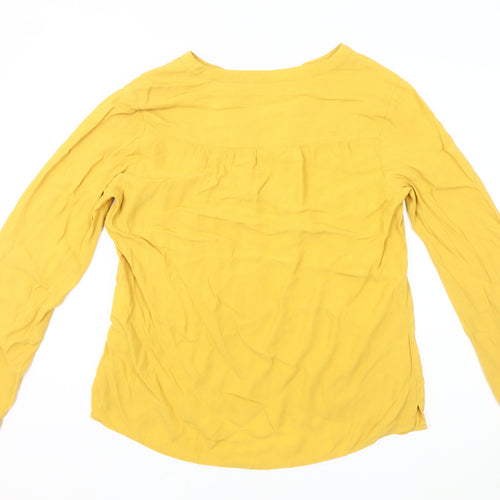 s.Oliver Women's Yellow V-Neck Long Sleeve Blouse