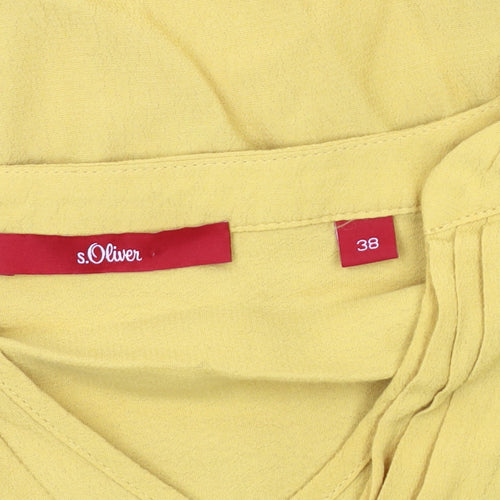s.Oliver Women's Yellow V-Neck Long Sleeve Blouse