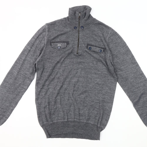 Rough Justice Men's Grey XL Henley Knit Sweatshirt