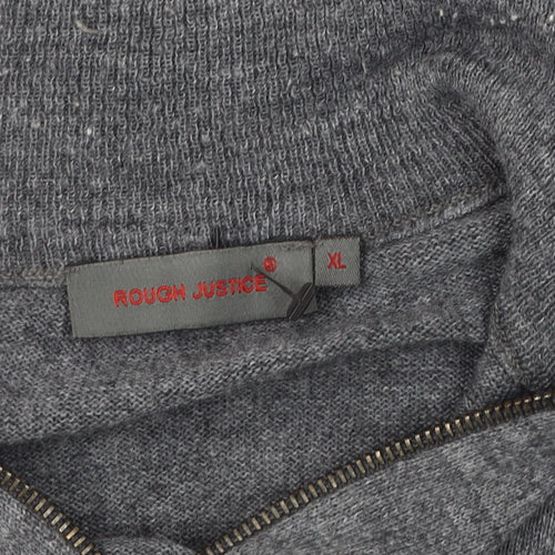 Rough Justice Men's Grey XL Henley Knit Sweatshirt