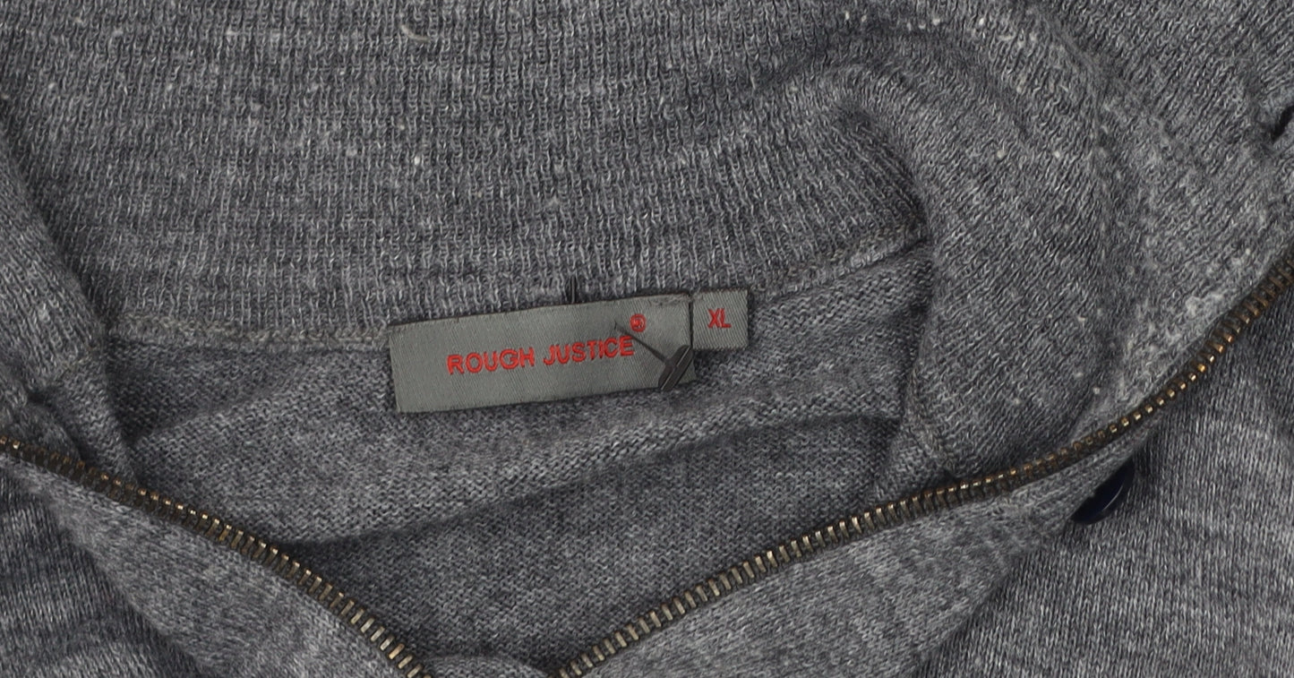 Rough Justice Men's Grey XL Henley Knit Sweatshirt