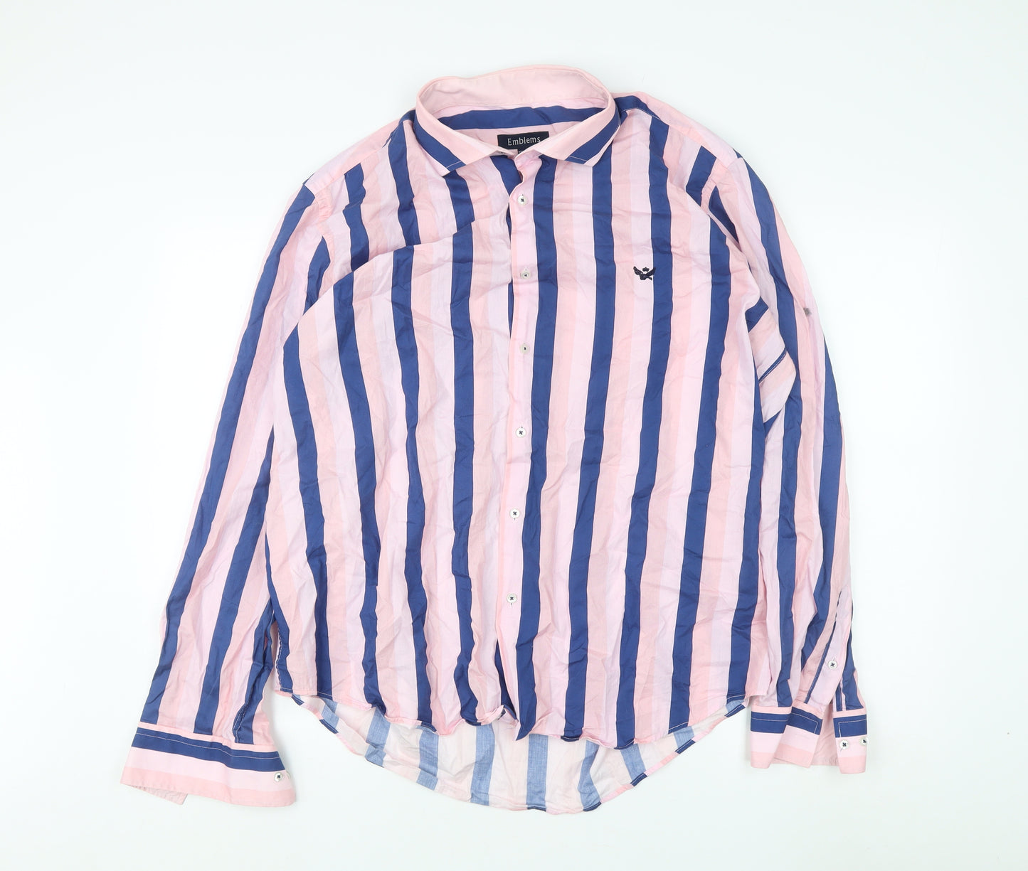 Emblems Men's 3XL Pink & Blue Striped Dress Shirt