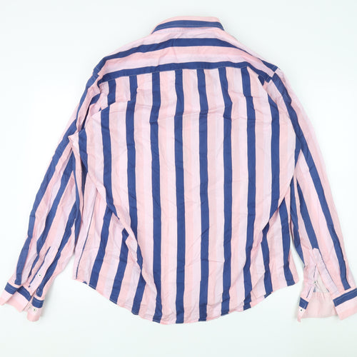 Emblems Men's 3XL Pink & Blue Striped Dress Shirt