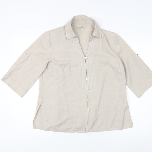 Eastex Women's Beige Collared Button-Up Shirt Size 12