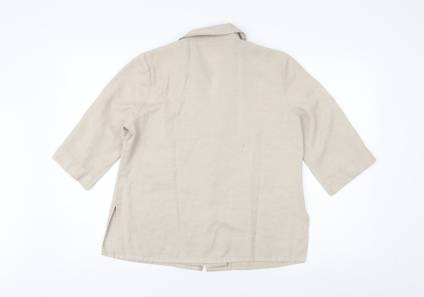 Eastex Women's Beige Collared Button-Up Shirt Size 12