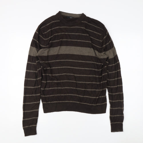 Thomas Nash Men's Brown Striped Pullover Jumper S