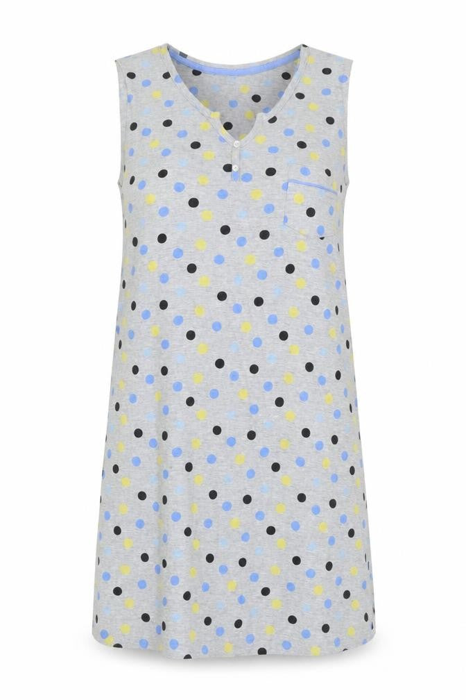 Front view of Laura Ashley Women's Grey Polka Dot Tank Top
