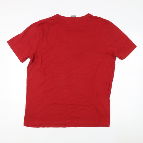 Puma Men's Red Logo T-Shirt L Crew Neck