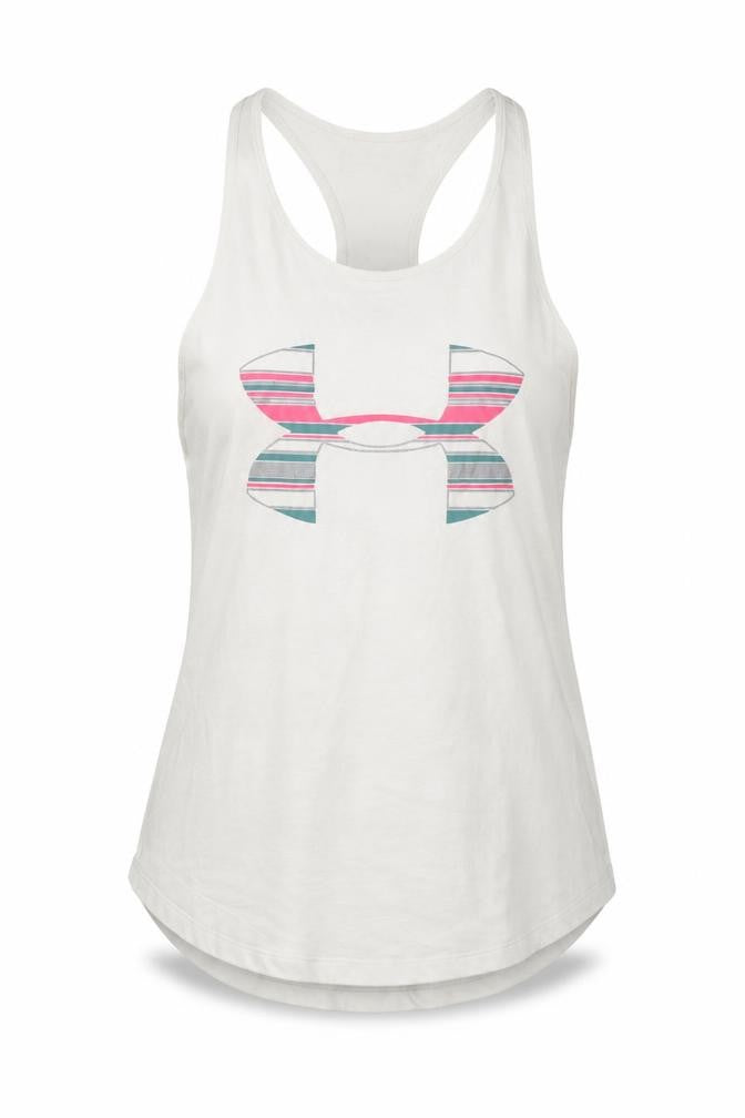 Front view of Under Armour Women's White Tank Top YXL