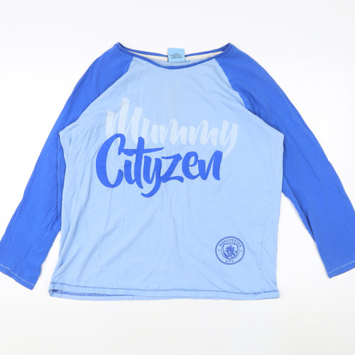 Manchester City Women's Blue Ringer T-Shirt, Size 12