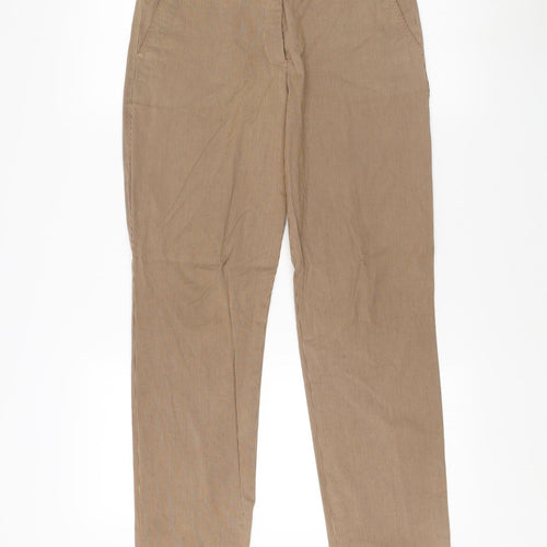 Tommy Hilfiger Women Beige Straight Pinstripe Trousers Size 6