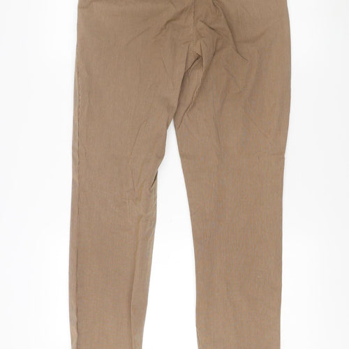 Tommy Hilfiger Women Beige Straight Pinstripe Trousers Size 6