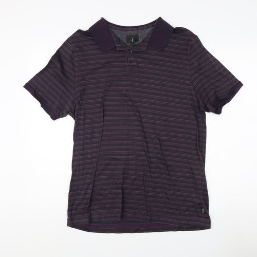Jasper Conran Men's Purple Striped Polo L