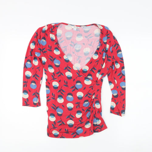 Boden Women's Red Floral Wrap Blouse, Size 10