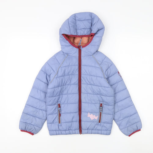 FatFace Girls Blue Puffer Jacket 6-7 Years Hooded Winter Coat