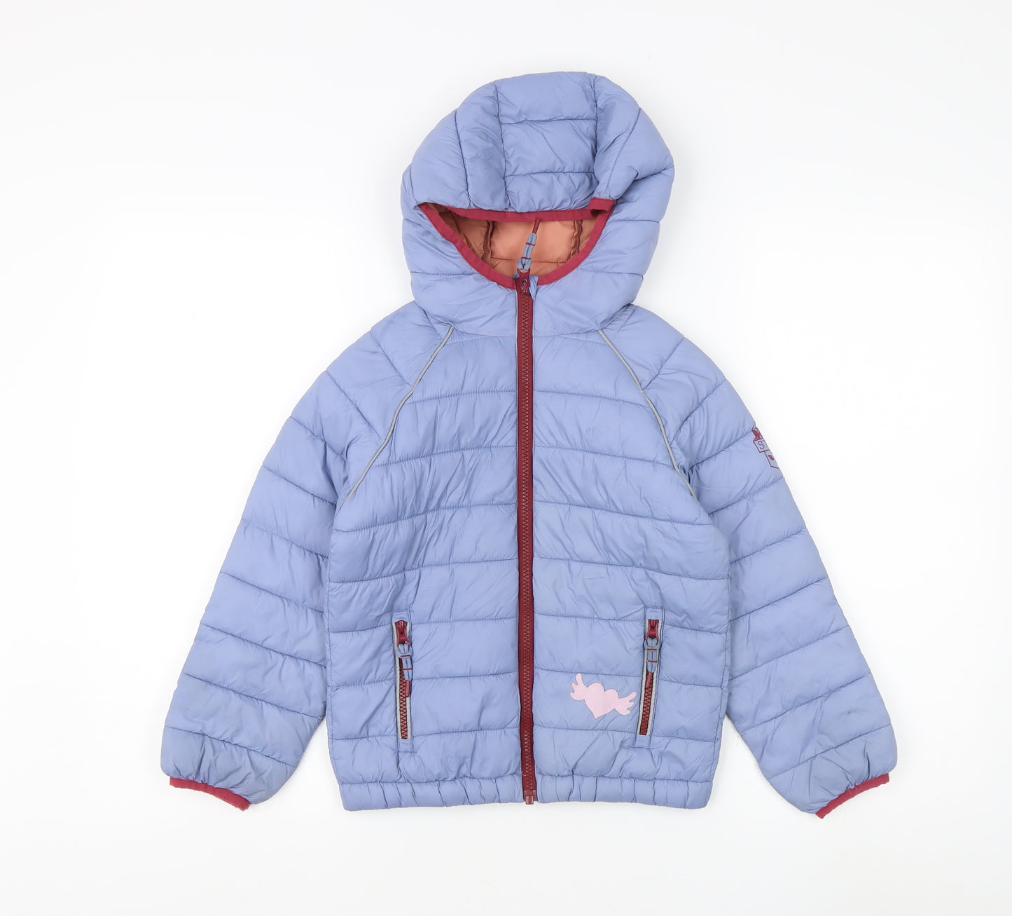 FatFace Girls Blue Puffer Jacket 6-7 Years Hooded Winter Coat