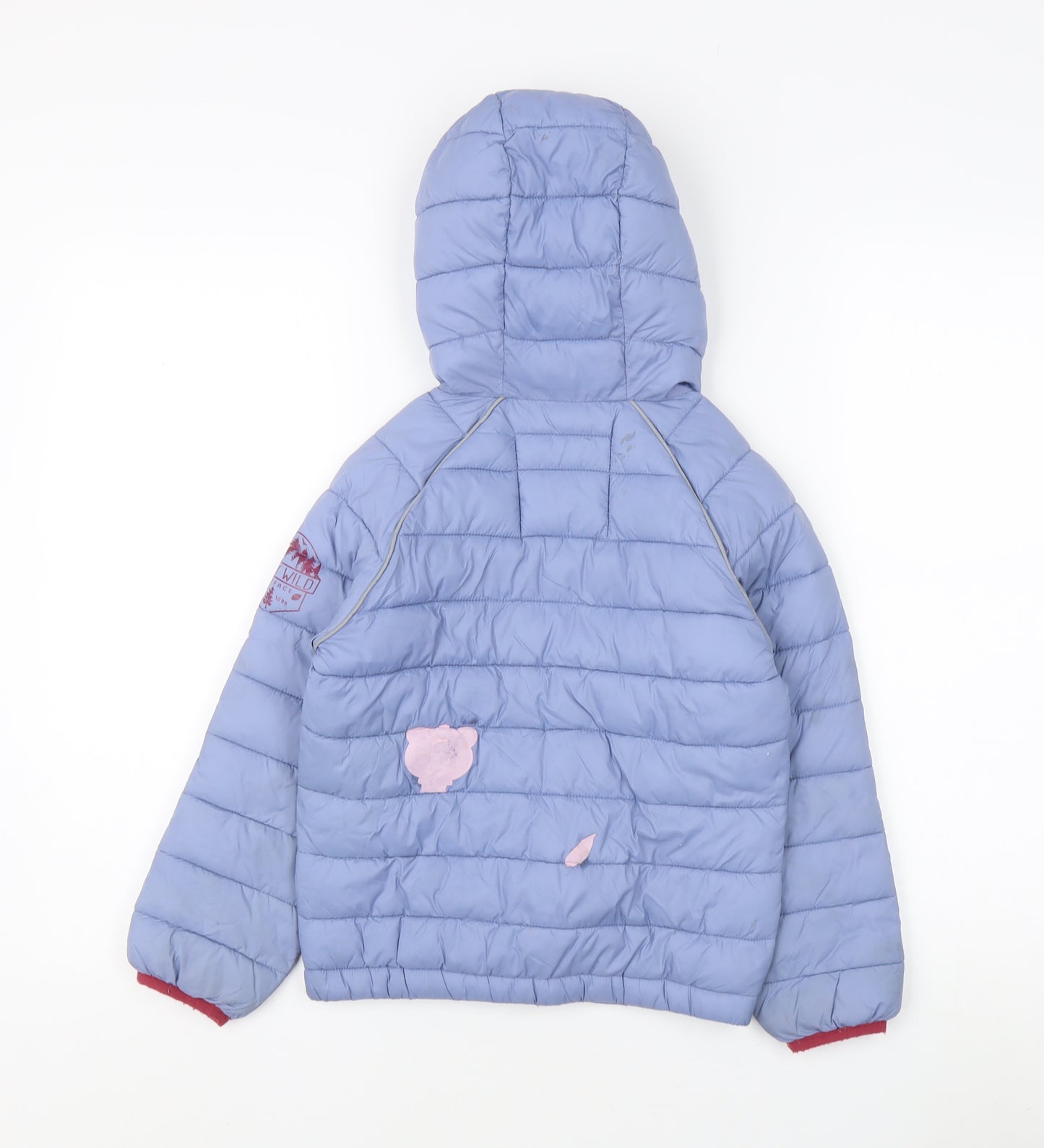 FatFace Girls Blue Puffer Jacket 6-7 Years Hooded Winter Coat