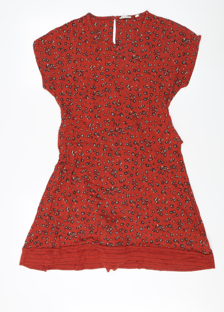 Fat Face Women's Red Animal Print Dress Size 10