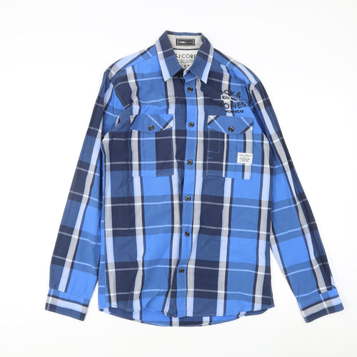 Jack & Jones Men's Blue Plaid S Button-Up Shirt