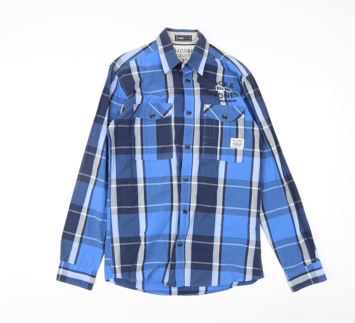 Jack & Jones Men's Blue Plaid S Button-Up Shirt