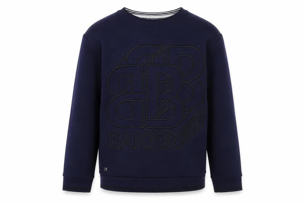 Front view of Baker by Ted Baker boys’ blue pullover sweatshirt 11-12y