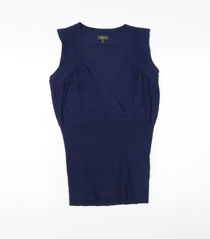 Alexon Women's Blue Sleeveless V-Neck Blouse L
