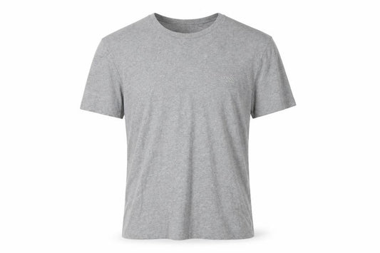 Front view of BOSS Men's Grey S Crew Neck T-Shirt, Short Sleeve, Logo Accent