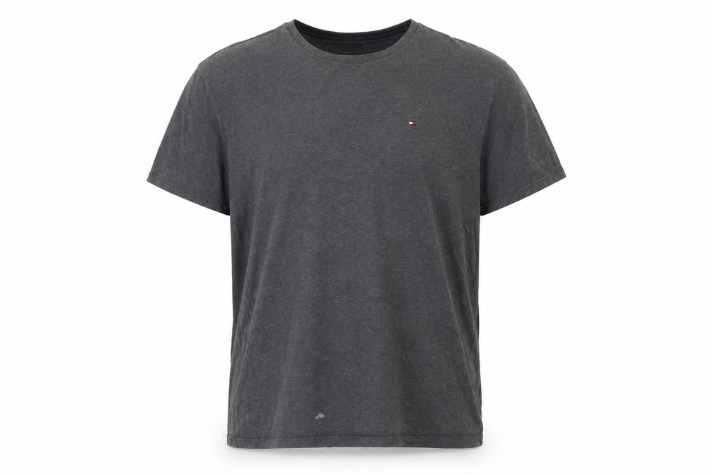 Front view of Tommy Hilfiger Men's Grey L Crew Neck T-Shirt