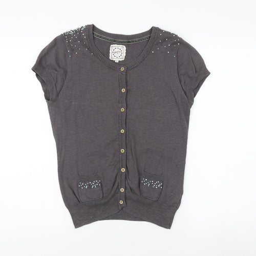 Mantaray Women's Grey Beaded Cardigan Size 10