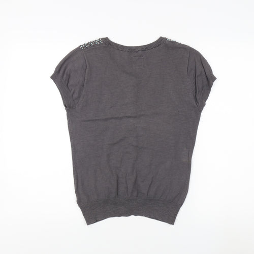 Mantaray Women's Grey Beaded Cardigan Size 10