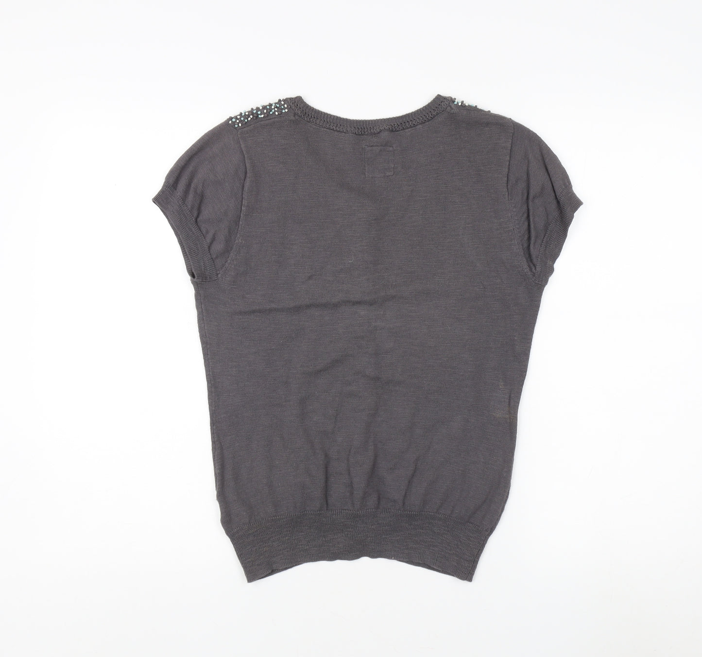 Mantaray Women's Grey Beaded Cardigan Size 10