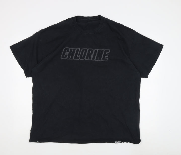 Chlorine Men's Black Crew Neck T-Shirt 2XL with Logo