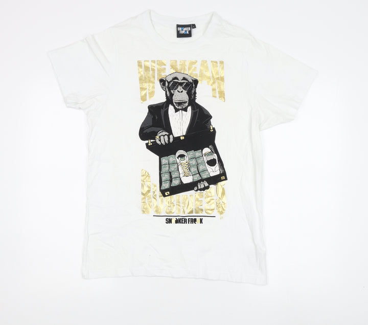 Sneaker Freak Unisex White Graphic T-Shirt L