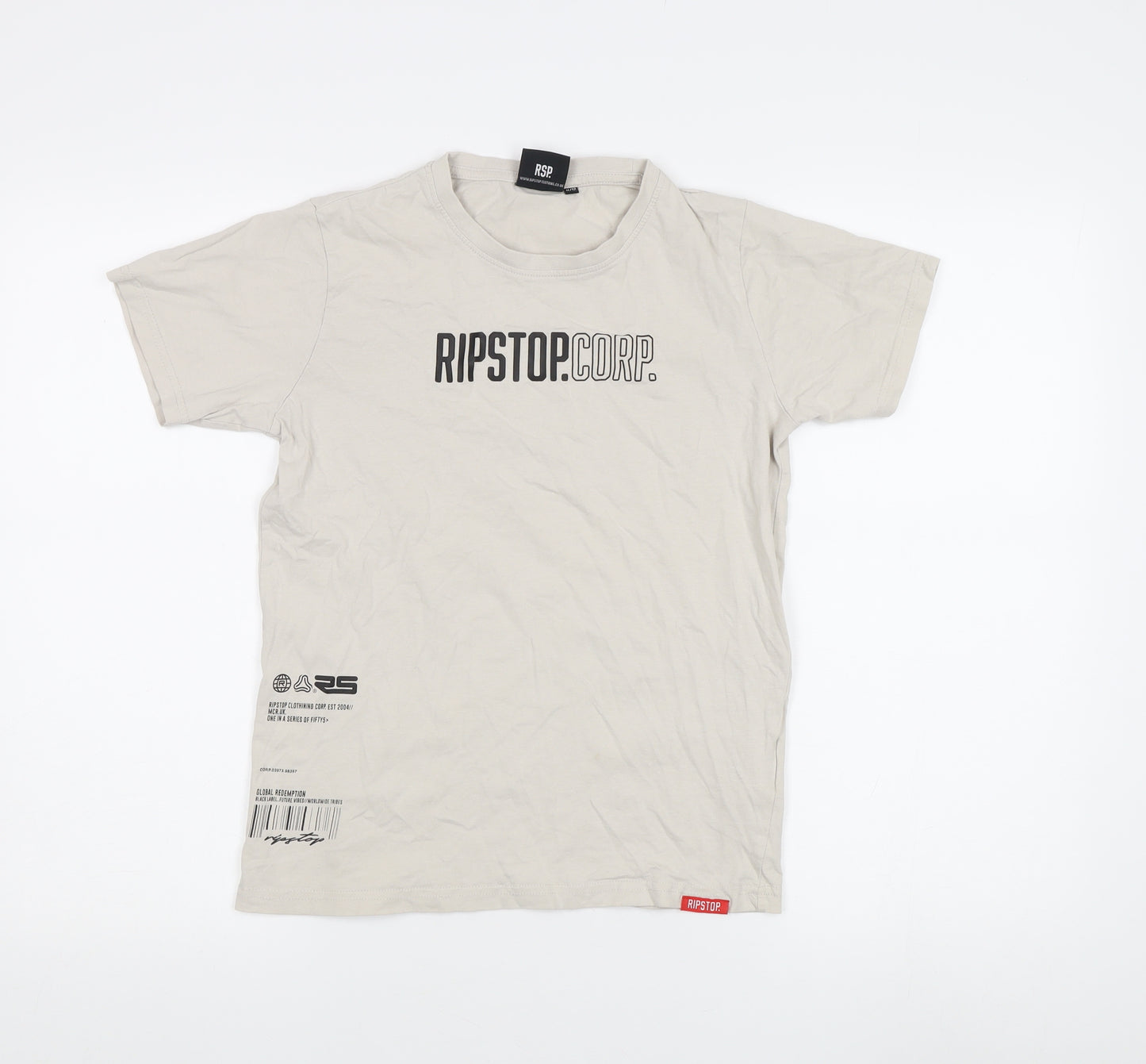 Ripstop Boys Beige Graphic T-Shirt Size 11-12 Regular Fit