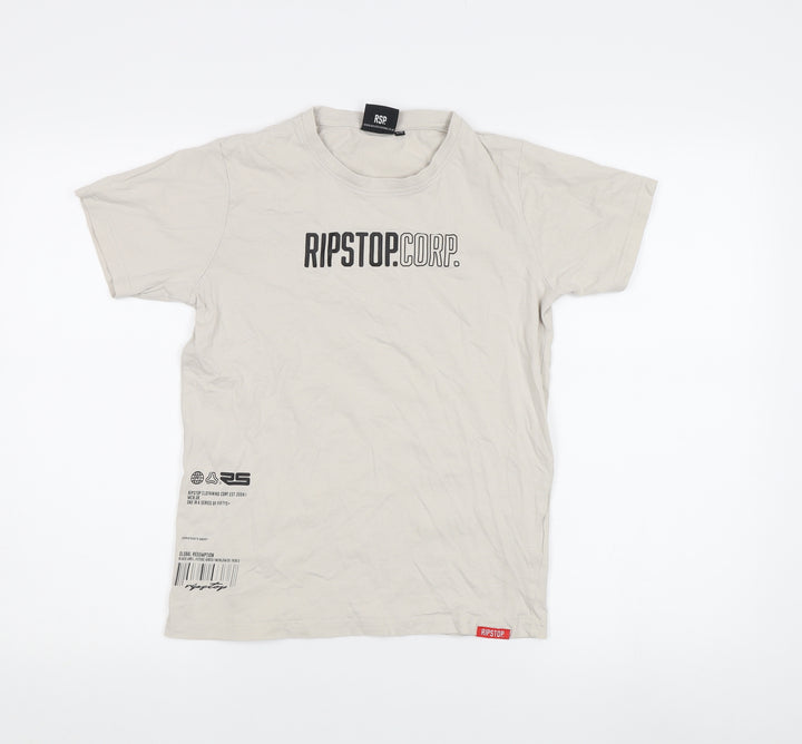 Ripstop Boys Beige Graphic T-Shirt Size 11-12 Regular Fit