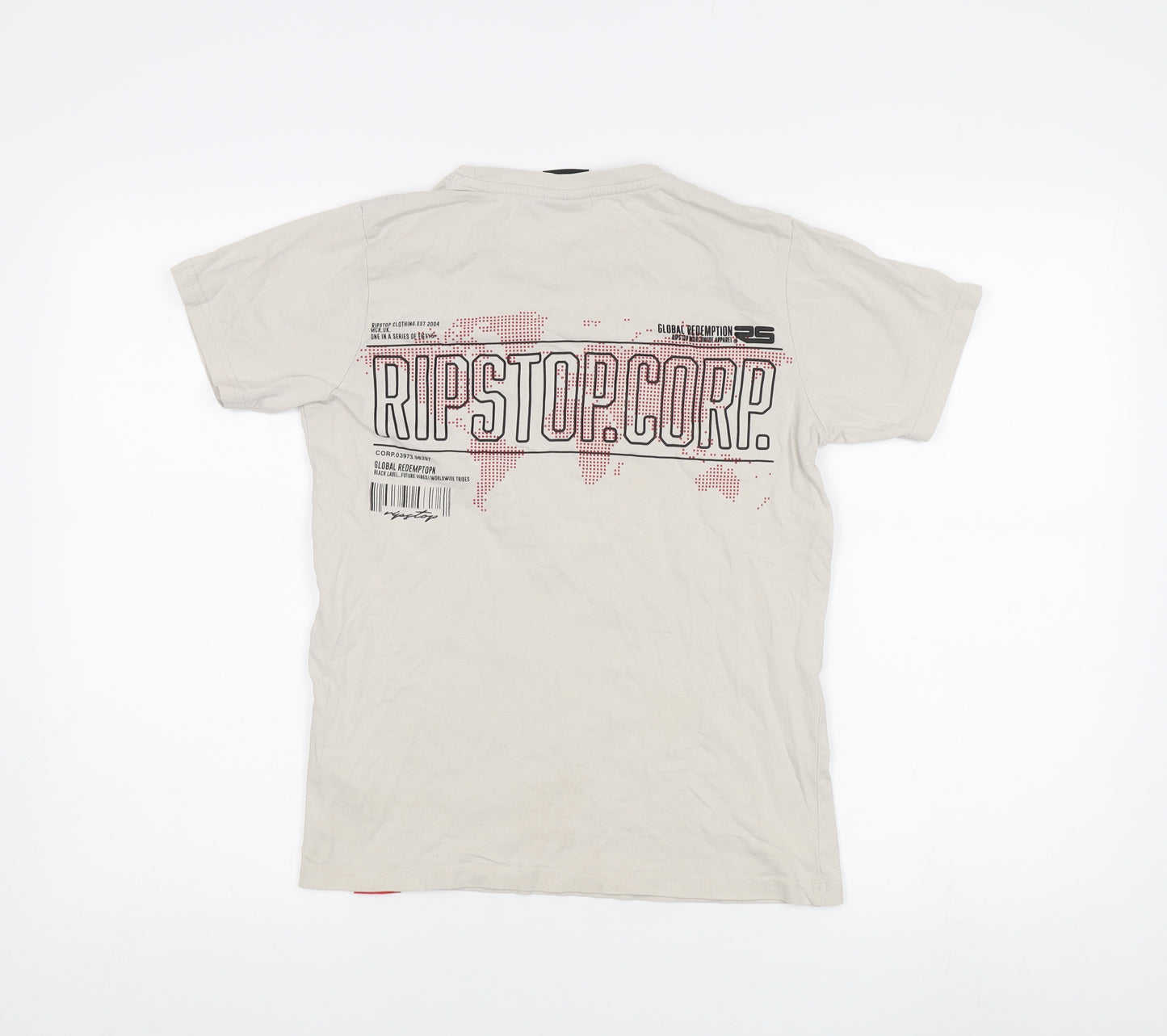 Ripstop Boys Beige Graphic T-Shirt Size 11-12 Regular Fit