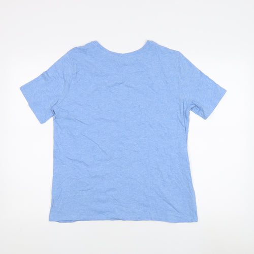Marks and Spencer Women's Blue Cotton T-Shirt Size 12, Casual Fit