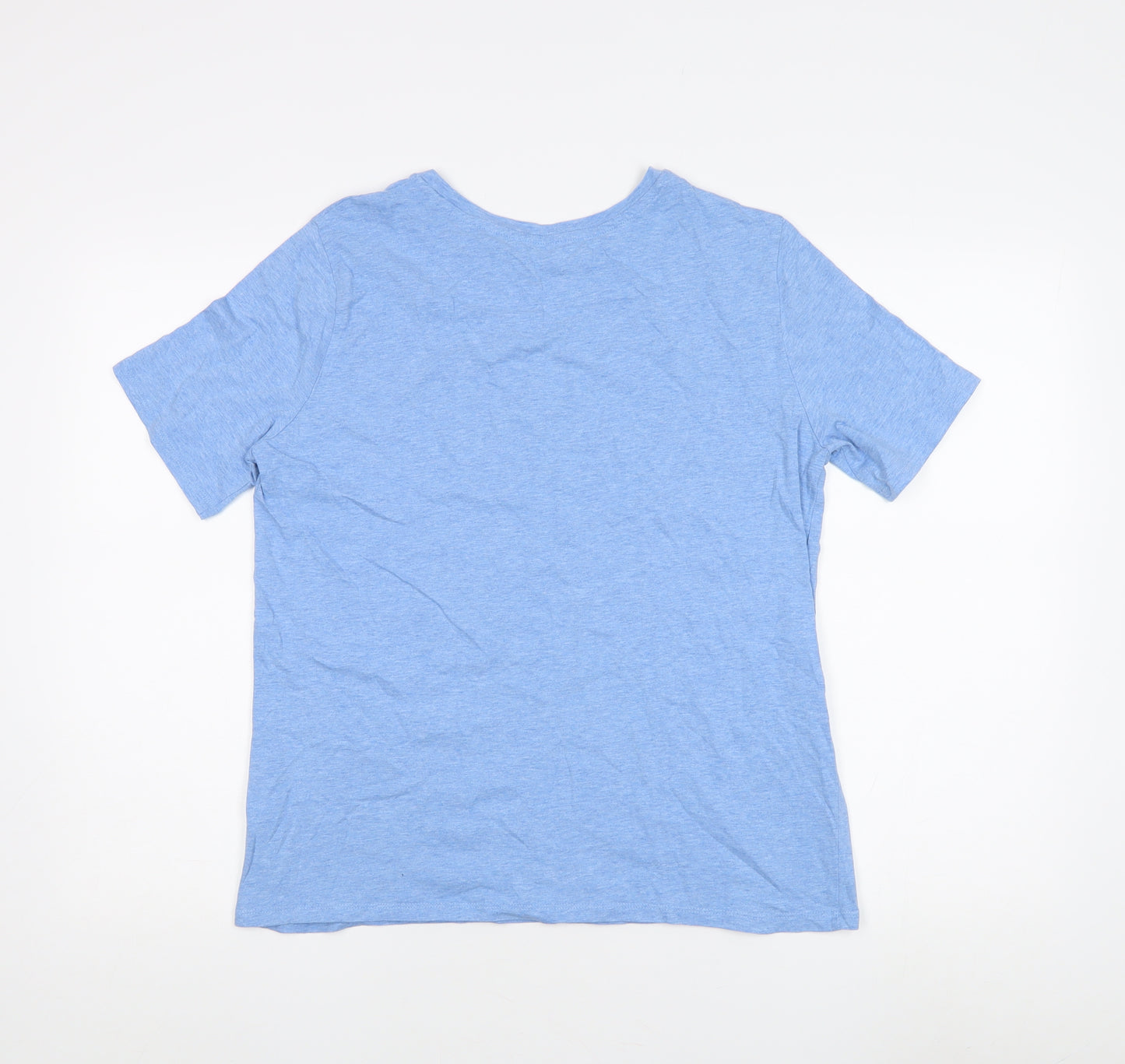 Marks and Spencer Women's Blue Cotton T-Shirt Size 12, Casual Fit