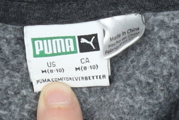 Puma Girls Black Logo Hoodie, 12-13 Years, Pullover Style