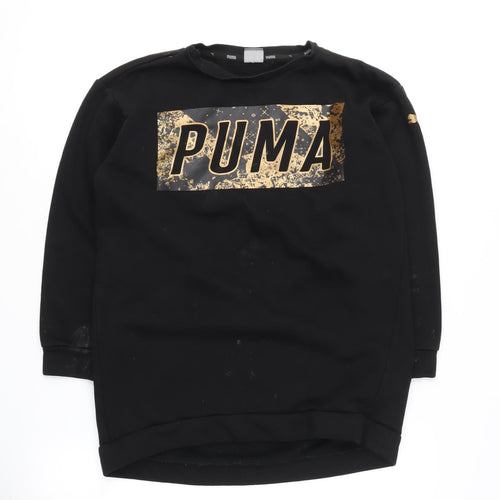Puma Girls Black Pullover Sweatshirt, Size 12, Graphic Print
