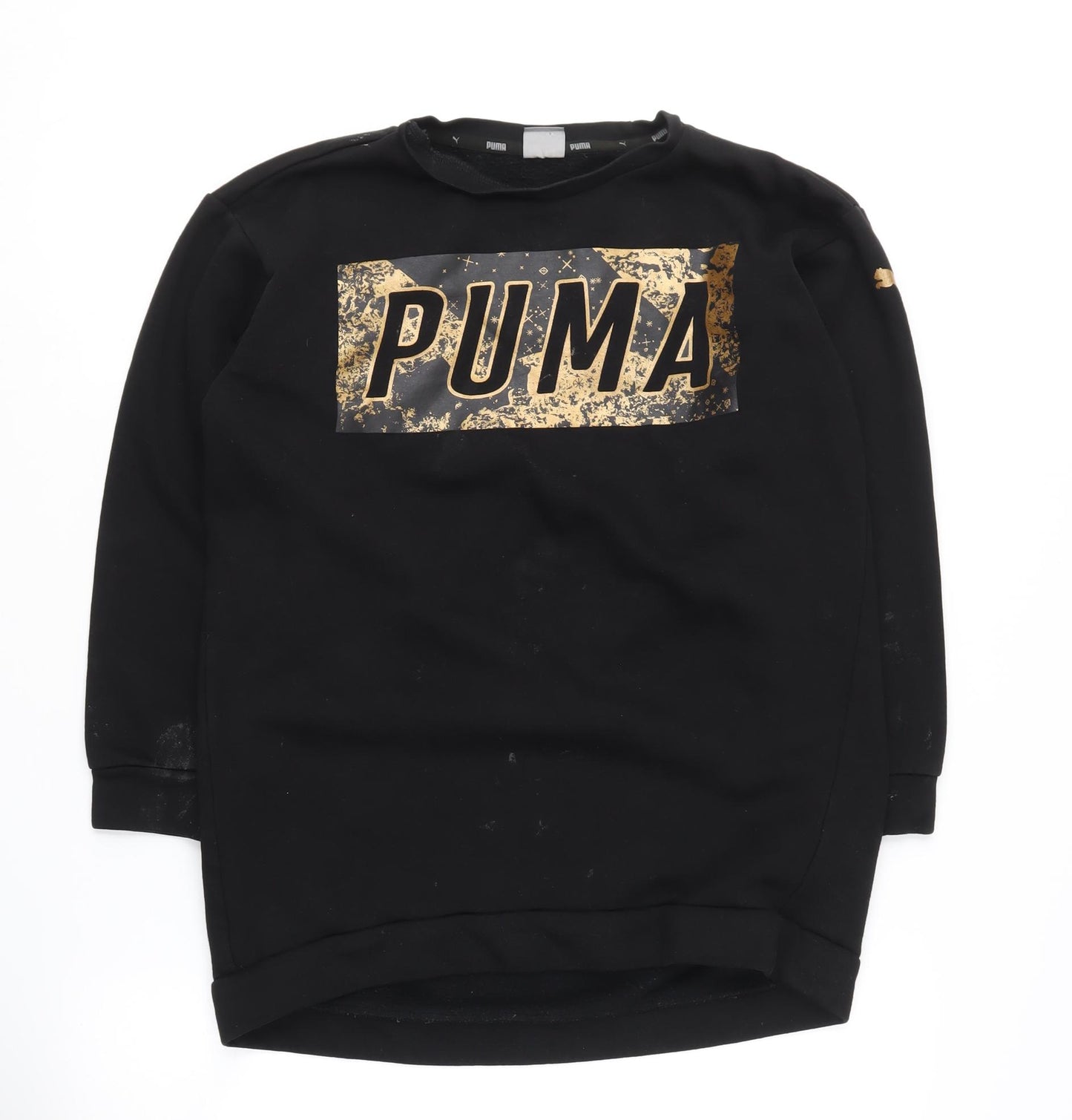 Puma Girls Black Pullover Sweatshirt, Size 12, Graphic Print