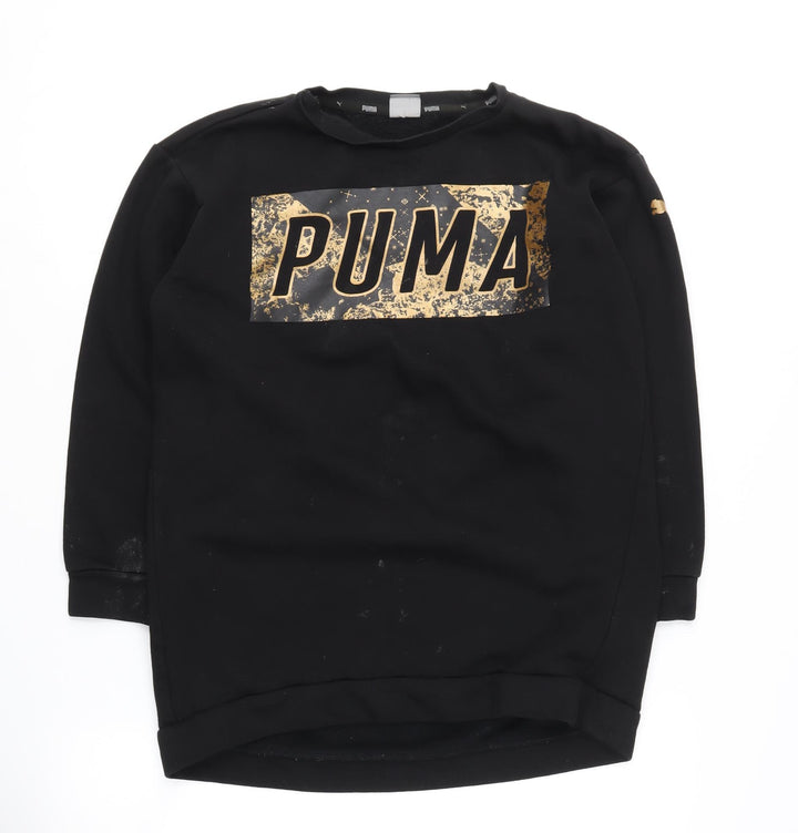 Puma Girls Black Pullover Sweatshirt, Size 12, Graphic Print