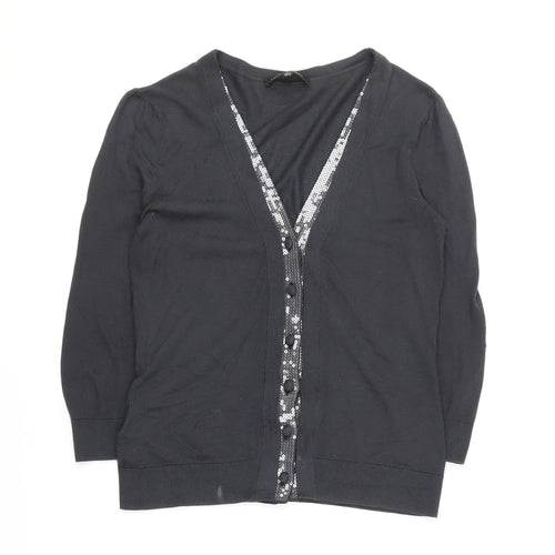 Laura Ashley Women's Black Sequin Cardigan, Size 8