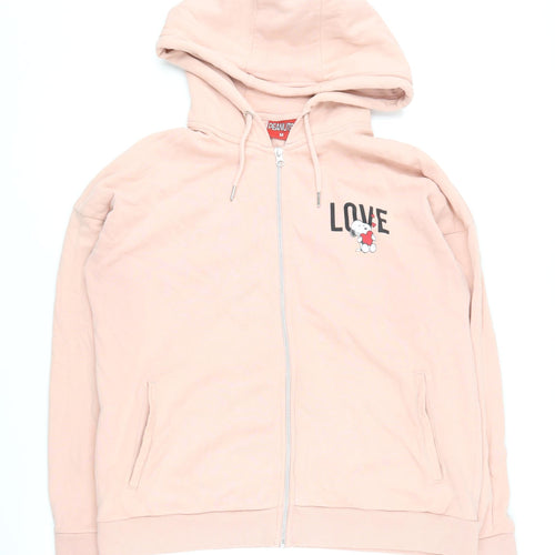 Peanuts Women's Pink Medium Full Zip Love Hoodie