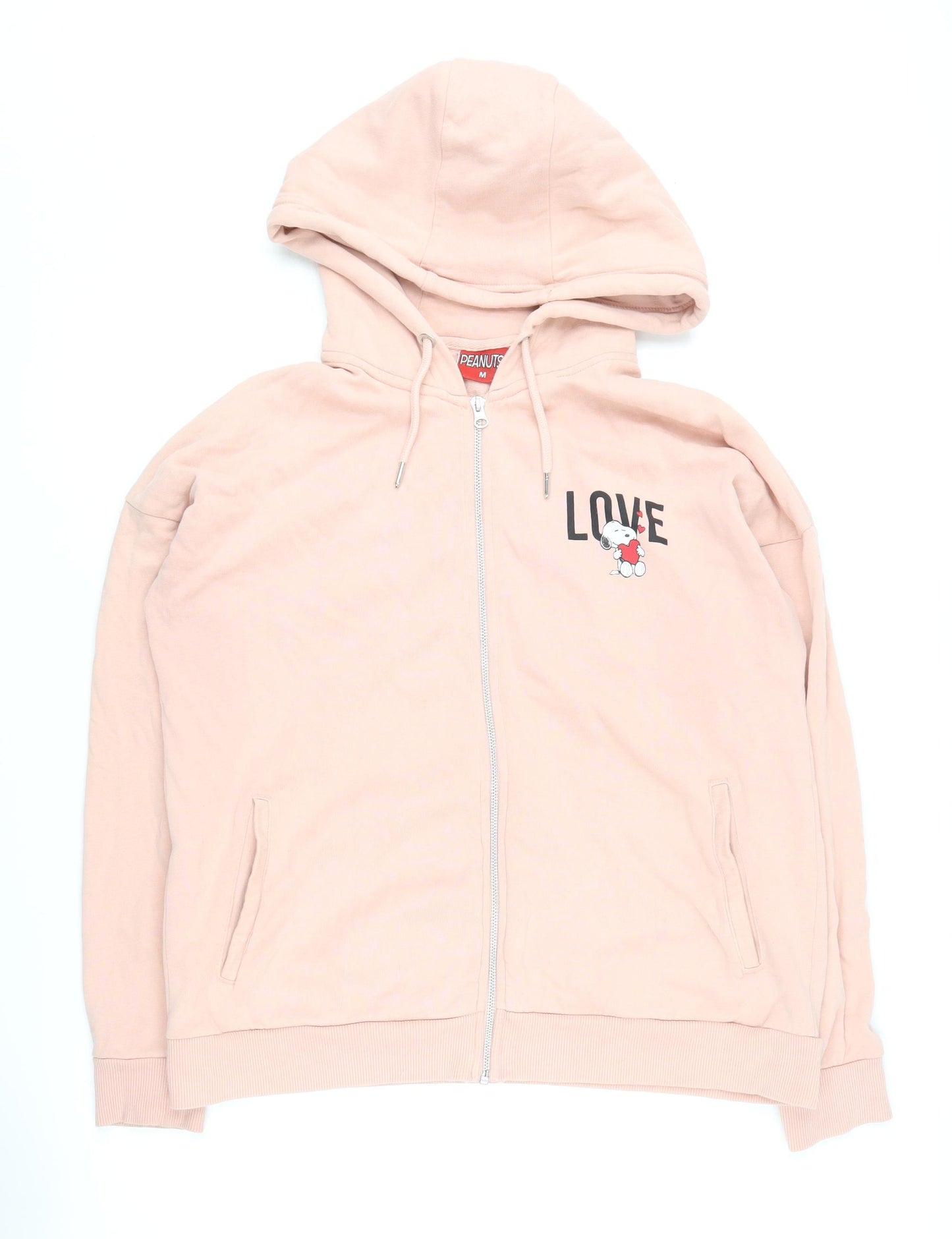 Peanuts Women's Pink Medium Full Zip Love Hoodie